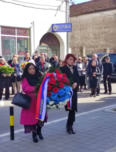 13 March 2023 Members of the PFG with Israel Andrijana Avramov and Natasa Tasic Knezevic lay a wreath at the Commemoration of the 80th Anniversary of the Martyrdom of Jews of Pirot